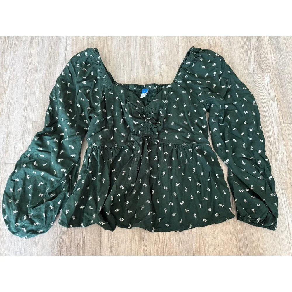 Old Navy Floral Puff Sleeve Top Medium